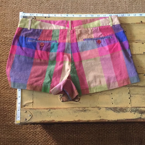 NWT THEORY BRAND FLAT FRONT STRETCH PLAID SHORTS 8 - Picture 2 of 9